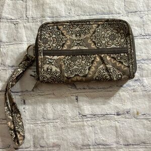 CHANGE BY SAK SAUM WRISTLET BOHO PRINT CLOTH DOUBLE ZIP POCKETS ID SLOT YKK